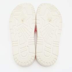 Dior Pink/White Canvas Dway Flat Slides Size 38.5