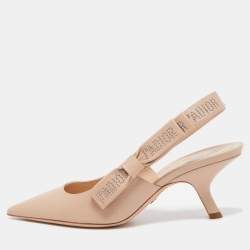 Dior Pink Leather J'adior Studded Slingback Pumps Size 37