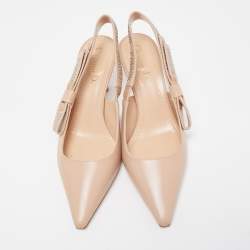 Dior Pink Leather J'adior Studded Slingback Pumps Size 37