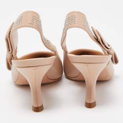 Dior Pink Leather J'adior Studded Slingback Pumps Size 37