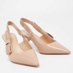 Dior Pink Leather J'adior Studded Slingback Pumps Size 37