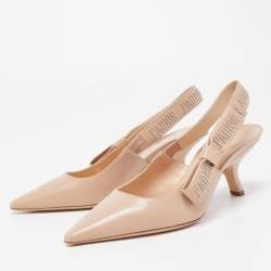 Dior Pink Leather J'adior Studded Slingback Pumps Size 37