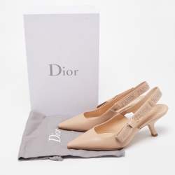 Dior Pink Leather J'adior Studded Slingback Pumps Size 37