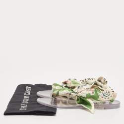 Dior Multicolor Printed Fabric Ankle Tie Thong Flat Sandals Size 37