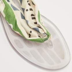 Dior Multicolor Printed Fabric Ankle Tie Thong Flat Sandals Size 37