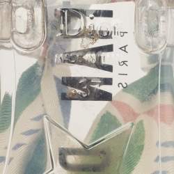 Dior Multicolor Printed Fabric Ankle Tie Thong Flat Sandals Size 37