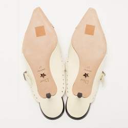 Pre Owned Dior Cream/Black Leather Spectadior Mules Size 37