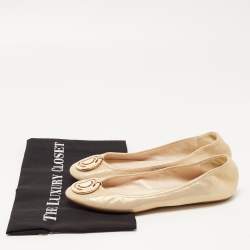 Dior Gold Glitter Suede Scrunch Ballet Flats Size 38