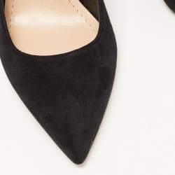 Pre Owned Dior Black Suede Embellished Heart Pumps Size 36