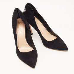 Pre Owned Dior Black Suede Embellished Heart Pumps Size 36