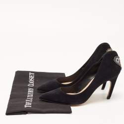 Pre Owned Dior Black Suede Embellished Heart Pumps Size 36