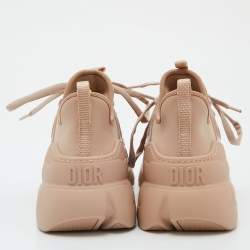 Pre Owned Dior Peach Neoprene,Rubber and Leather D-Connect Sneakers Size 37