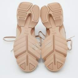Pre Owned Dior Peach Neoprene,Rubber and Leather D-Connect Sneakers Size 37