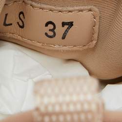 Pre Owned Dior Peach Neoprene,Rubber and Leather D-Connect Sneakers Size 37