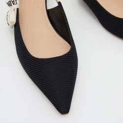 Dior Black Fabric J'adior Pointed Toe Slingback Flats Size 40.5