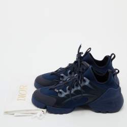 Dior Navy Blue/Black Neoprene and Leather D-Connect Sneakers Size 37