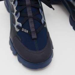 Dior Navy Blue/Black Neoprene and Leather D-Connect Sneakers Size 37