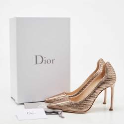Pre Owned Dior Metallic Leather Pointed Toe Pumps Size 37.5