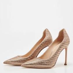 Pre Owned Dior Metallic Leather Pointed Toe Pumps Size 37.5