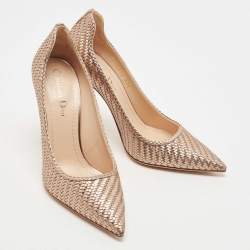 Pre Owned Dior Metallic Leather Pointed Toe Pumps Size 37.5