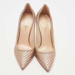 Pre Owned Dior Metallic Leather Pointed Toe Pumps Size 37.5