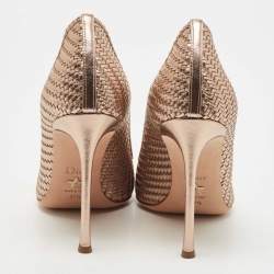 Pre Owned Dior Metallic Leather Pointed Toe Pumps Size 37.5