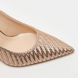 Pre Owned Dior Metallic Leather Pointed Toe Pumps Size 37.5