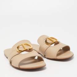 Dior Beige Leather 30 Montaigne Slide Sandals Size 38