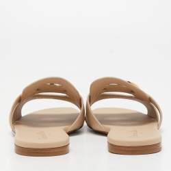 Dior Beige Leather 30 Montaigne Slide Sandals Size 38
