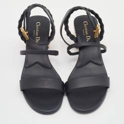 Dior Black Leather Egee Ankle Strap Sandals Size 38