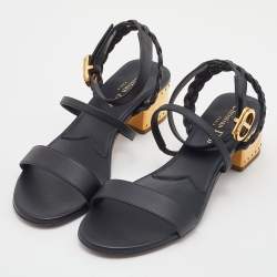 Dior Black Leather Egee Ankle Strap Sandals Size 38