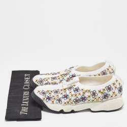 Dior White Mesh Fusion Embellished Low Top Sneakers Size 38