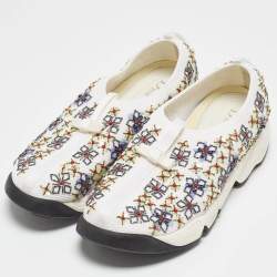 Dior White Mesh Fusion Embellished Low Top Sneakers Size 38
