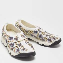 Dior White Mesh Fusion Embellished Low Top Sneakers Size 38