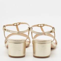 Dior Metallic Gold Leather T Strap Sandals Size 36.5