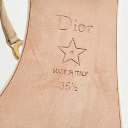 Dior Metallic Gold Leather T Strap Sandals Size 36.5