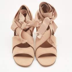 Dior Beige Fabric Etoile Wedge Sandals Size 40