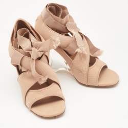 Dior Beige Fabric Etoile Wedge Sandals Size 40