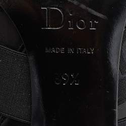 Dior Black Leather and Elastic Logo Strap And Buckle Embellished Pointed Toe Ankle Boots Size 39.5