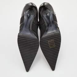 Dior Black Leather and Elastic Logo Strap And Buckle Embellished Pointed Toe Ankle Boots Size 39.5