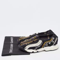 Pre Owned Dior Black Mesh Embellished Fusion Sneakers Size 38