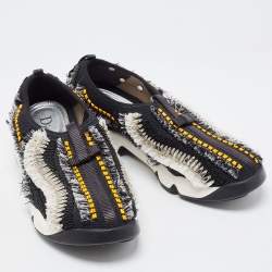 Pre Owned Dior Black Mesh Embellished Fusion Sneakers Size 38