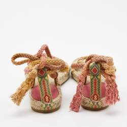 Dior Pink Cotton Blend Diorexpress Ankle Wrap Espadrille Sandals Size 34.5