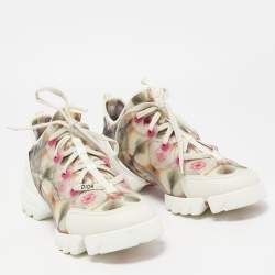 Pre Owned Dior  Multicolor Neoprene and Leather D-Connect Kaleidoscopic Sneakers Size 41