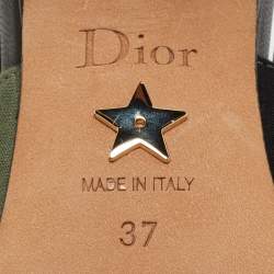 Pre Owned Dior Multicolor Fabric and Leather Embellished Slingback Pumps Size 37