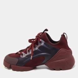Pre Owned Dior Burgundy PVC and Fabric D-Connect  Sneakers Size 38