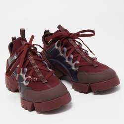 Pre Owned Dior Burgundy PVC and Fabric D-Connect  Sneakers Size 38