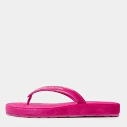 Pre Owned Dior Pink Velvet and Leather Diorsea Thong Flat Slides Size 38