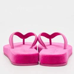 Pre Owned Dior Pink Velvet and Leather Diorsea Thong Flat Slides Size 38