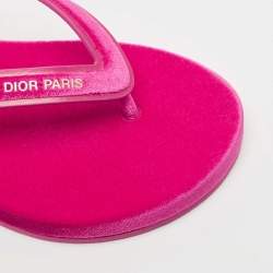 Pre Owned Dior Pink Velvet and Leather Diorsea Thong Flat Slides Size 38